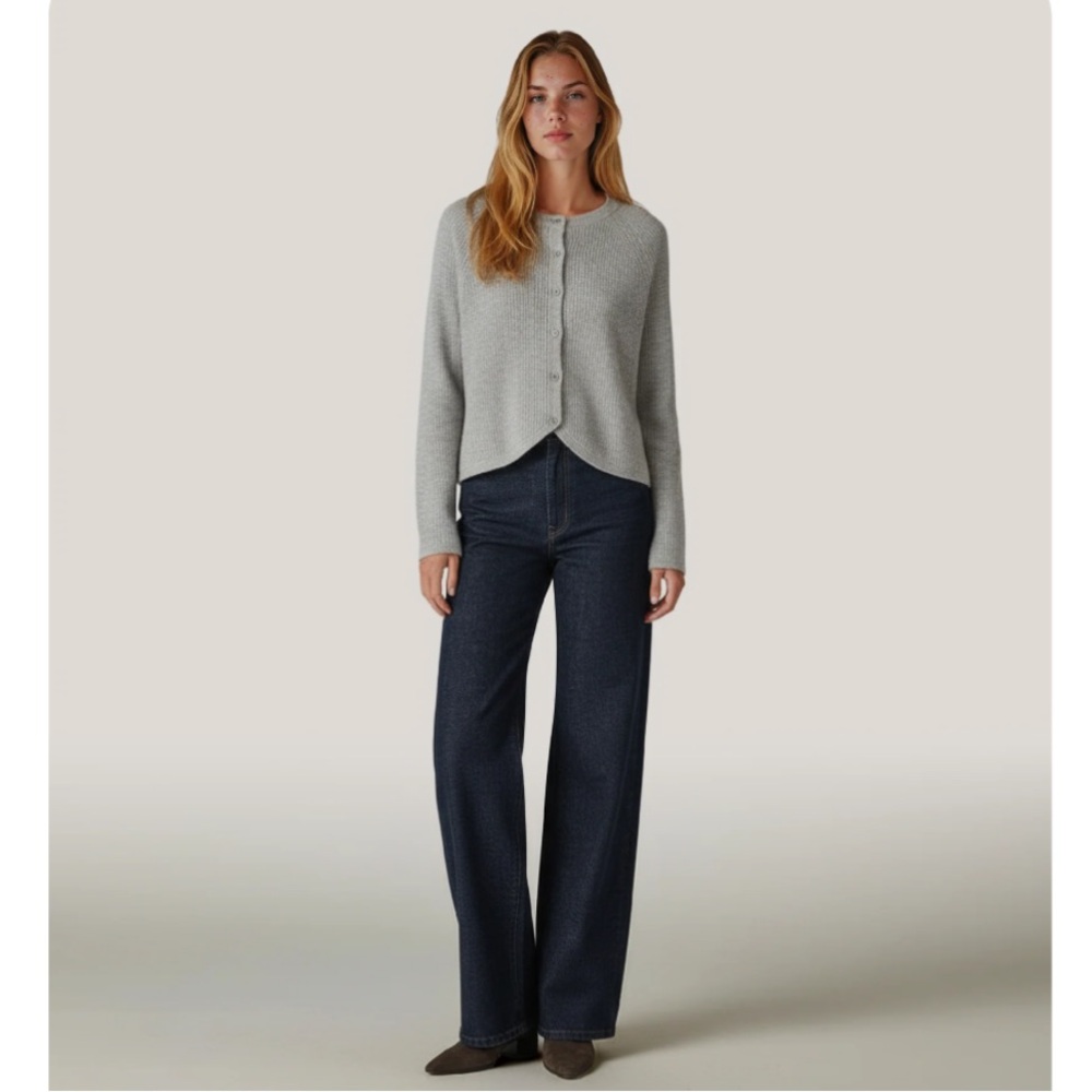 NWT NAADAM cashmino tulip hem cardigan size M